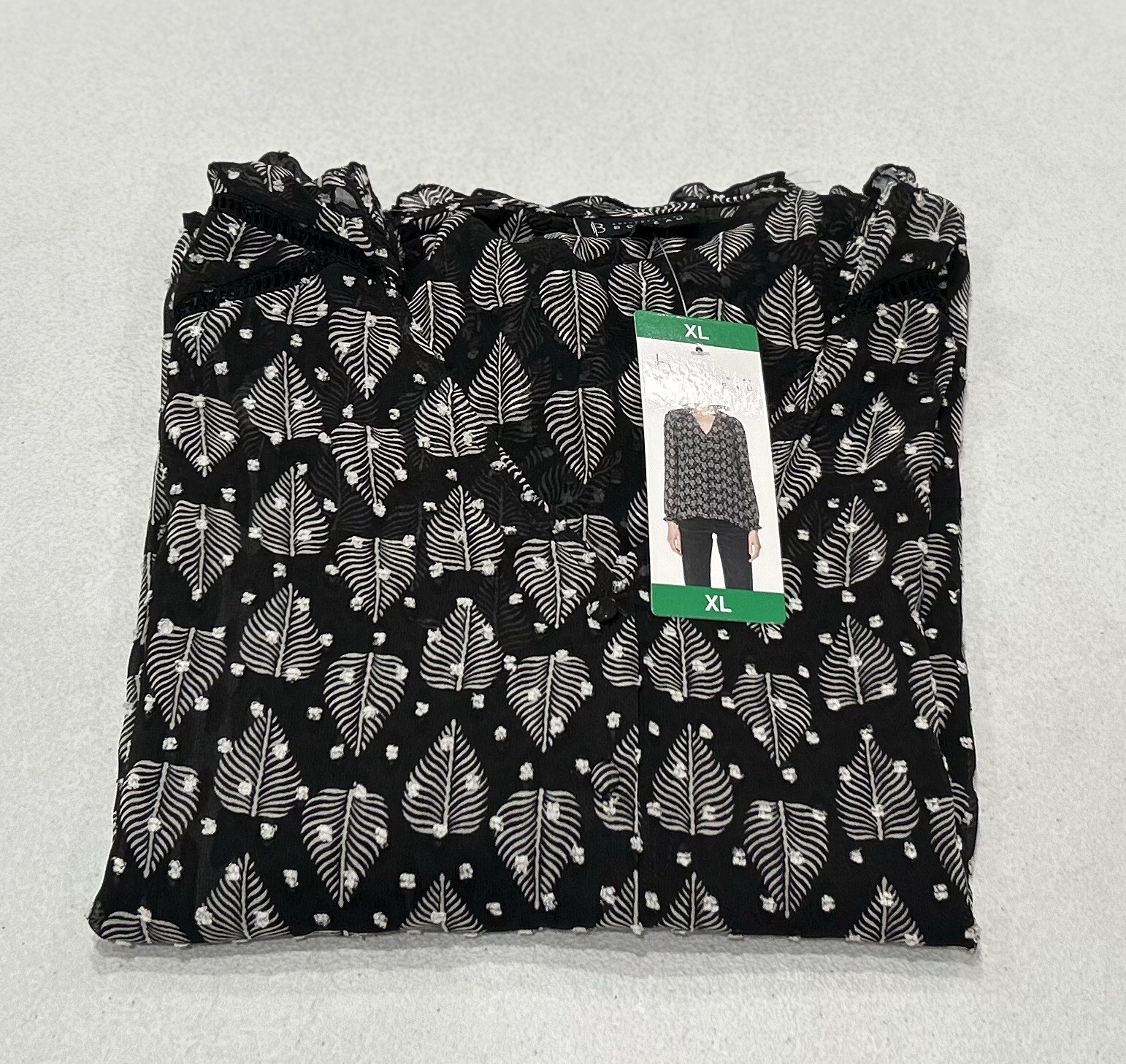 Collection by Bobeau Women's Button-Up Blouse, Gray, Size XL