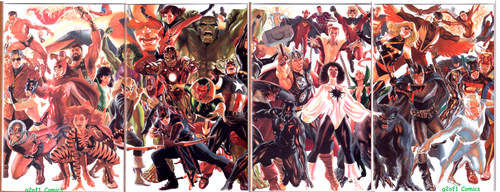 AVENGERS ALEX ROSS VIRGIN CONNECTING SET NM UNCANNY 1 AVENGERS 4 + 5 INC #1 NM