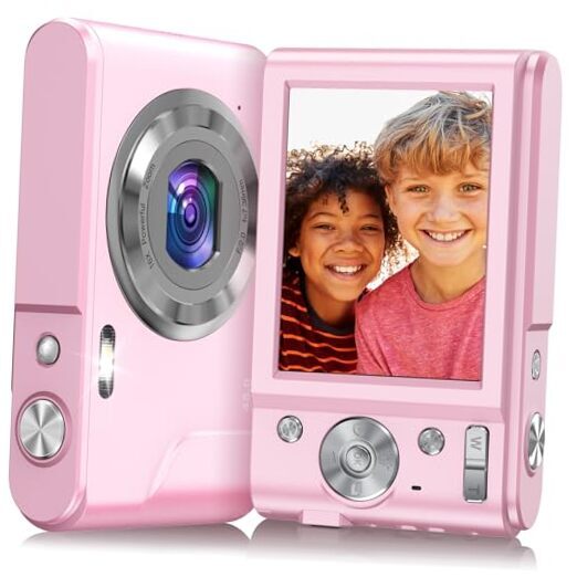 Digital Camera, 1080P 48MP Autofocus Digital Camera for Kids with 2 Pink