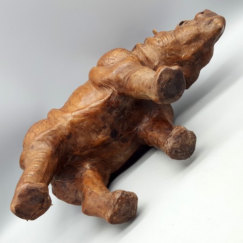 Estatuilla de rinoceronte envolvente de cuero ojos de vidrio con cuentas buenas proporciones de colección 13" - Imagen 10 de 14
