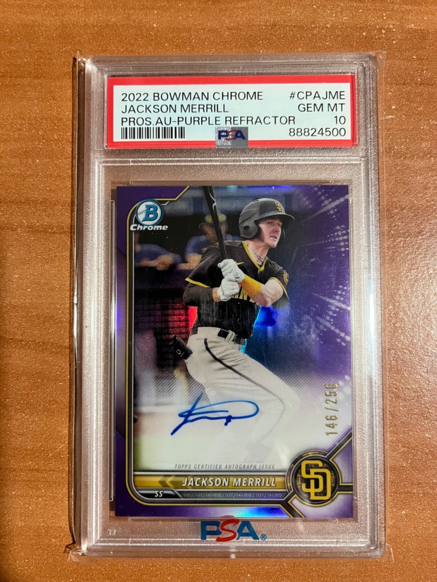 2022 Bowman Chrome Jackson Merrill Rookie PURPLE Refractor jackson merrill bowman auto /250 PSA8
