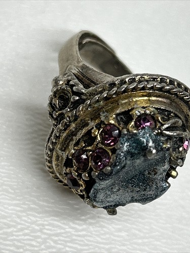 Centrotavola vintage vittoriano design fuso con anello strass viola - Foto 8 di 15