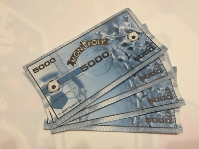 SET X4 BANKNOTE 5.000 MONOPOLY FUSSBALL TOP CLUBS PARKER HASBRO 1999