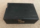 Vintage Hinged 2 Tier Locking Jewelry Box  Dark Green W/ Green Velvet Lining — photo 7