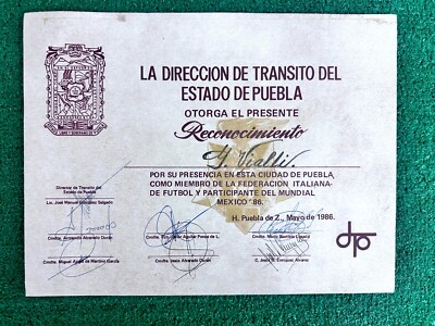 VISTO RILASCIATO A GIANLUCA VIALLI ITALIA PER I MONDIALI 1986 WORLD CUP