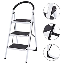 3 Step 330Lbs Ladder Stool Working Platform Foldable Design Lightweight