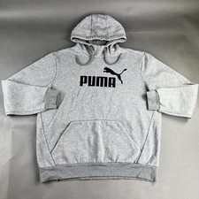 Puma Jacket Large Gray Mens Pullover Hoodie Lifestyle Spellout Used Stain 19