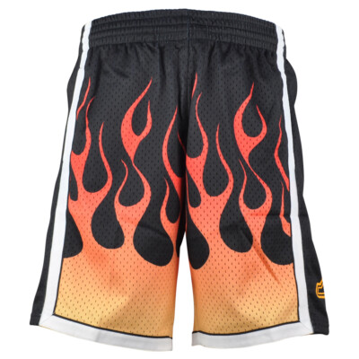 NBA Mitchell Ness Los Angeles Lakers Flames Swingman Adult Basketball Shorts