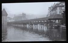 Glass Magic Lantern Slide Photo Switzerland Suisse Bridge Lucerne Newton & Co
