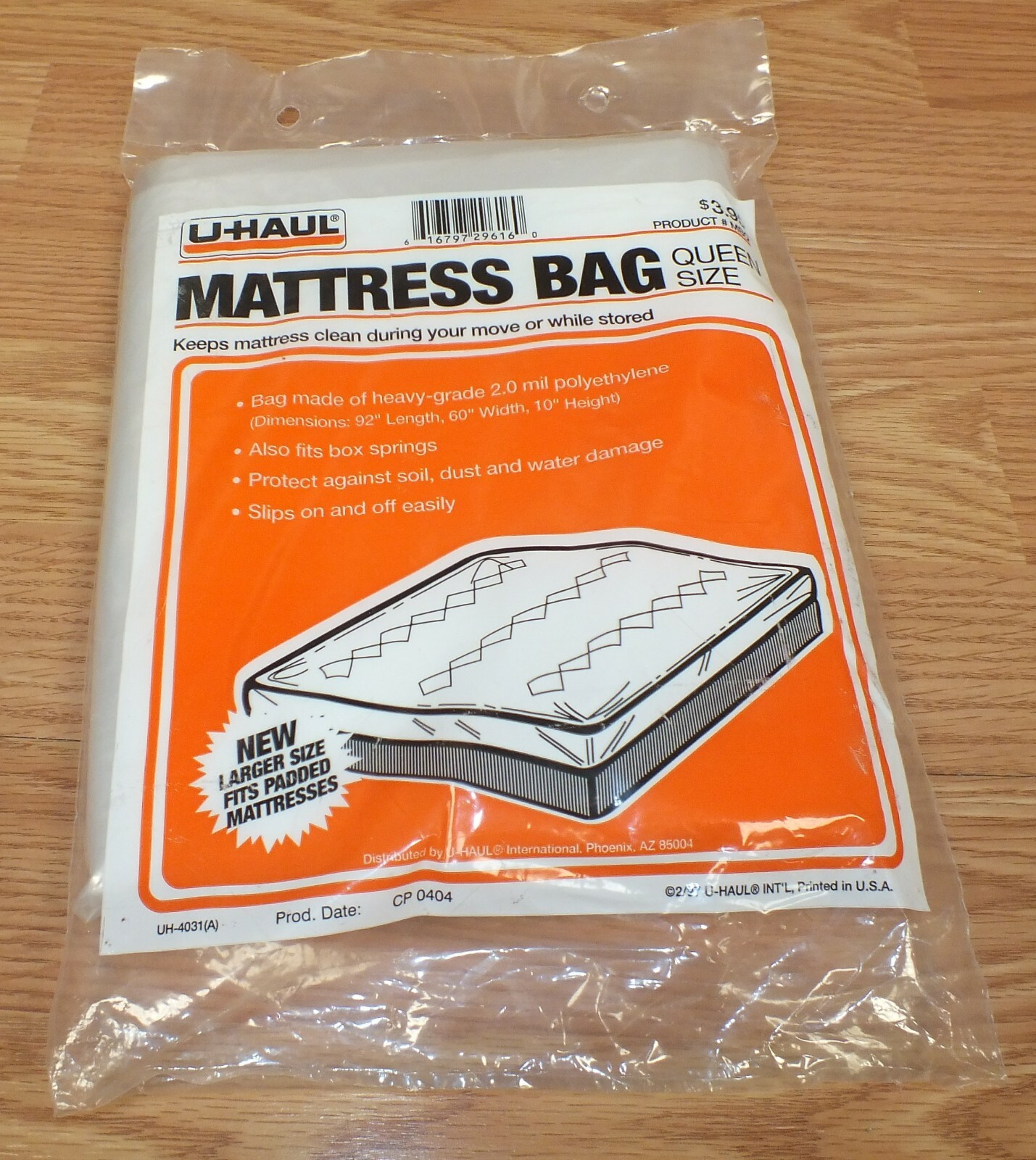 Genuine UHaul Queen Size Travel / Moving Plastic Mattress Bag **NEW