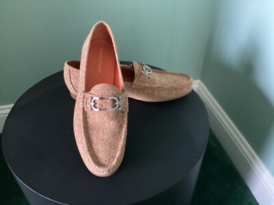 DONALD J PLINER Suzy Silver Bit Cork Chevron Loafer Flat in Natural Size 10