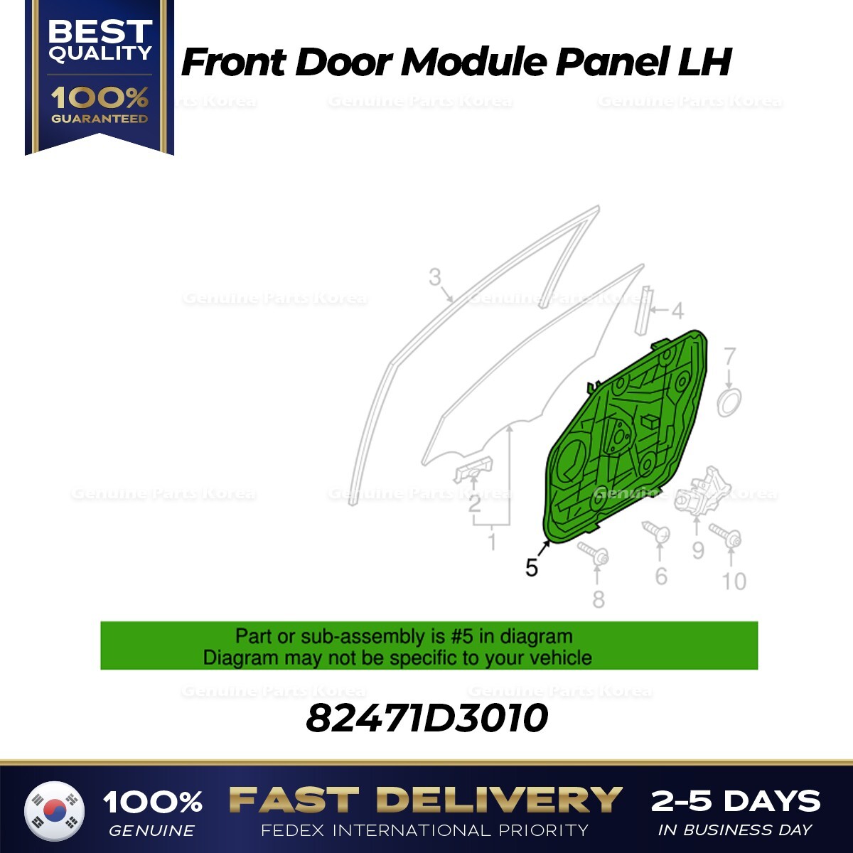 ⭐Genuine⭐ Front Door Module Panel LH 82471D3010 for Hyundai