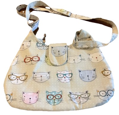 Handgefertigte Handtasche Baumwolle Schulter Katzen Motiv