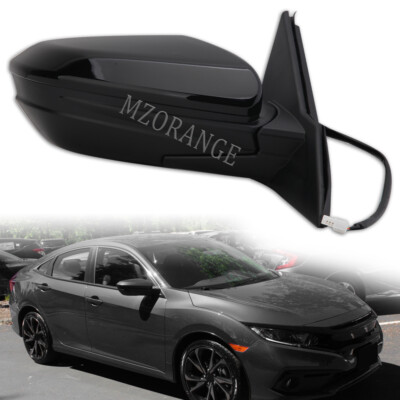 Right Side Power Glass Mirror For Honda Civic (2016-2021) – 3-Wire, Manual Fold – Black