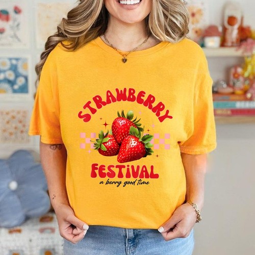 Strawberry Festival A Berry Good Time Strawberries Season Unisex T-Shirt - Picture 6 of 23