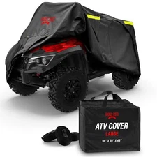 ATV Cover - Heavy-Duty Waterproof, Night-Reflective, NoZipper - Black/95" Large