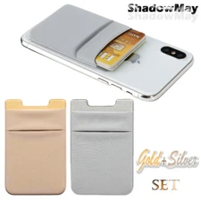 2xTwo Pockets Cell Phone Credit Card Holder Wallet Sticker Adhesive for Key Cash