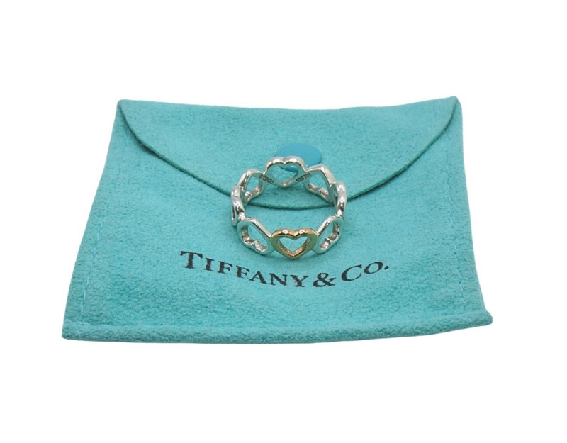IFFANY & CO. Crown of Hearts 18K Rose Gold & 925 Silver Ladies Ring Size 6.25