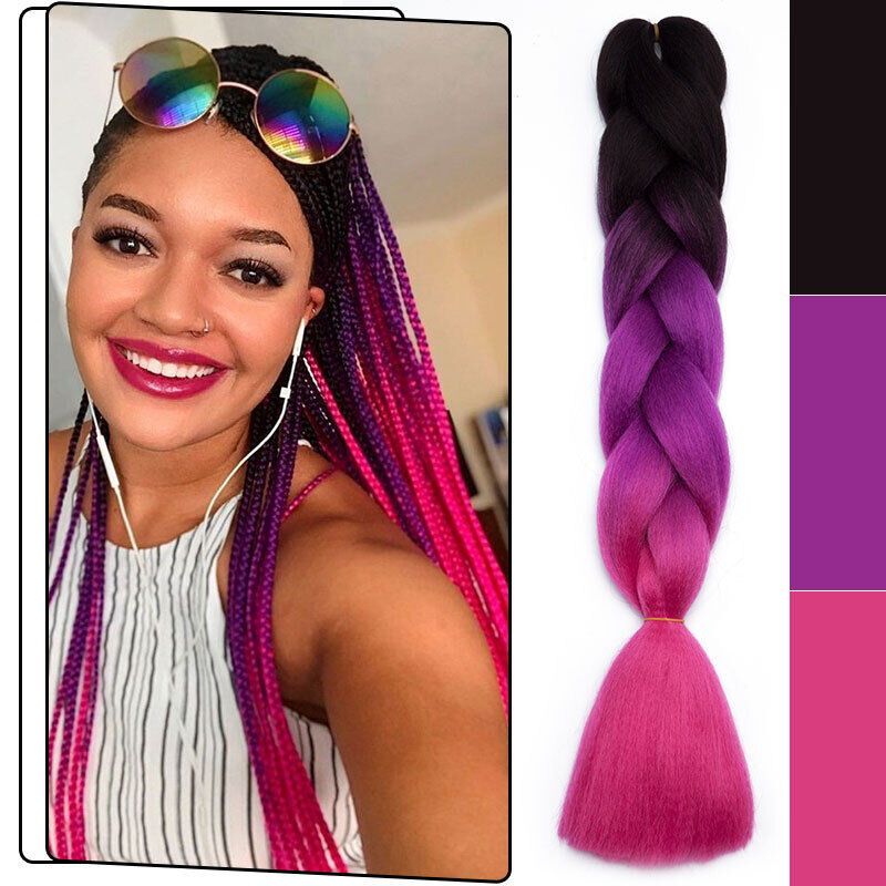 US Ombre Festival Party Synthetic Jumbo Box Braids Hair Extensions Cornrow  Twist