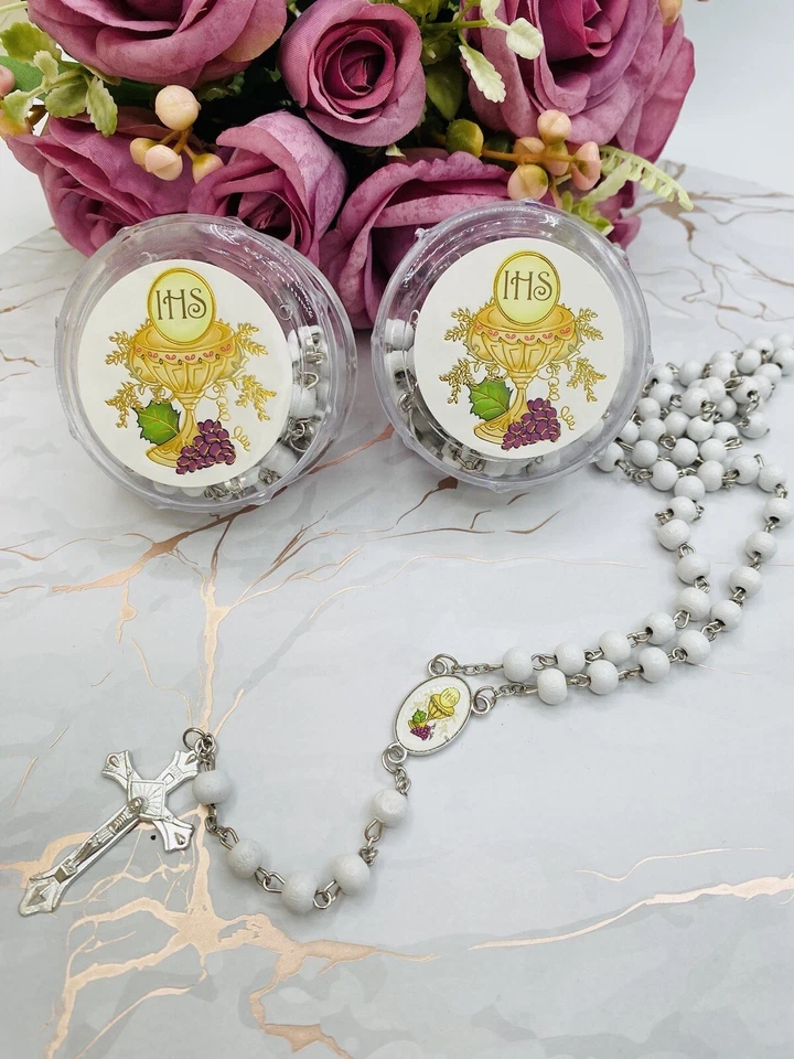 12 Favores Fiesta Primera Comunión Rosario Madera Recuerdos Para Comunión Foto 2 de 4