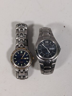 Lot of 2 CITIZEN Watch - ECO-DRIVE GN-4W-S WR 100 Titanium Day/Date, Quartz
