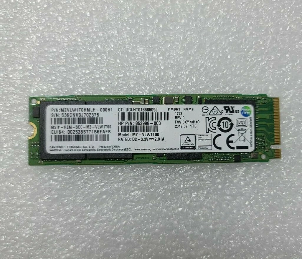 NVMe SSD 1T PM961 samsung