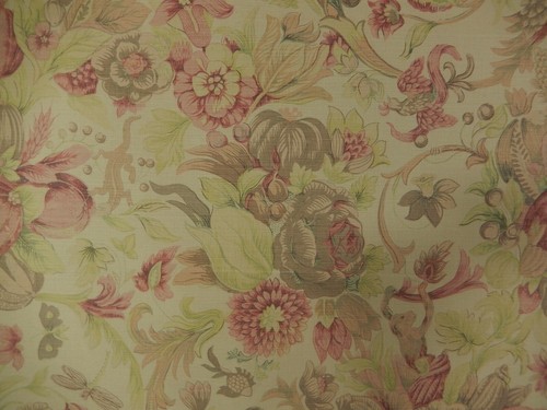 G.S. Tessuti "Tessuto stampato flora e fauna. Rosa verde marrone. 54,5 x 33". F-228 - Foto 11 di 12