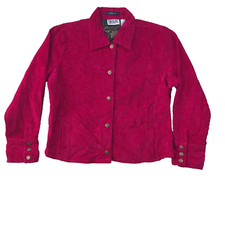 Bill Blass Jeans Red Corduroy Cotton Regular Jacket Women Size Uk Large
