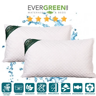 EVERGREENWEB Coppia Cuscini Ortopedico ottimo per Dolori Cervicali con Imbottitura Super Soft