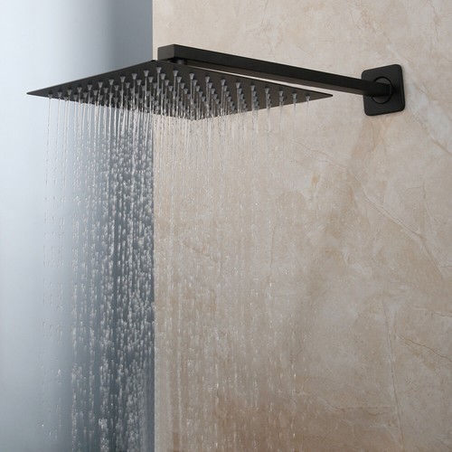 Bathroom Black 16” Rain Shower Mixer Wall Mount 3Way Faucet Brass Hand Spray Tap - Bild 5 von 12