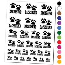 Dachshund Dog Paw Prints Fun Text Temporary Tattoo Water Resistant Set
