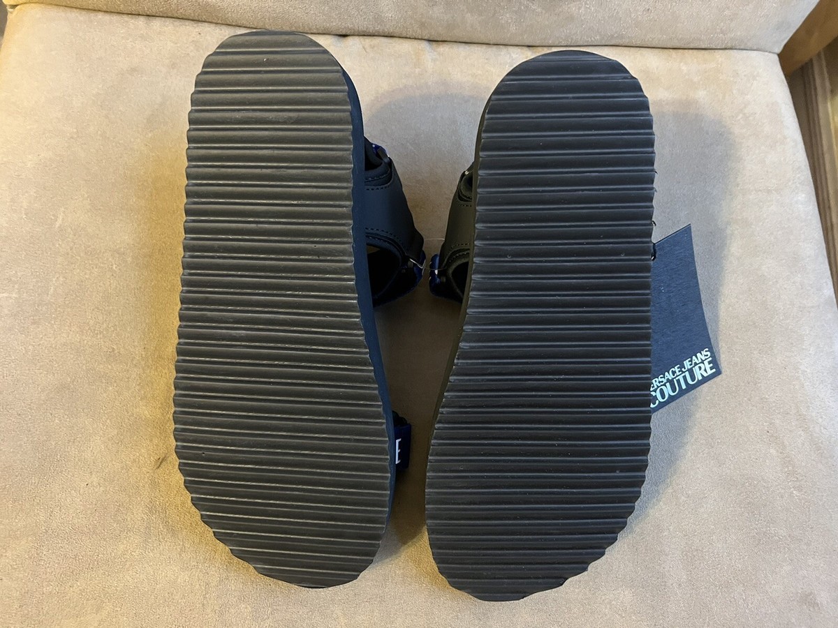 サンダル VERSACE JEANS COUTURE Men Sandals Blue 78YA3SQ171352 288 Versace Jeans Couture Blue Signature Platform Slide Sandals