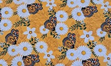 Butterflies Daisies BTY Fabric Print 100 Cotton Sewing Fabric Floral Daisy