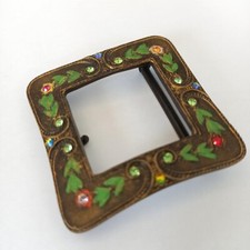 Large Belt Buckle Michal Negrin Signed With Swarovski Crystals Western Cowgirl