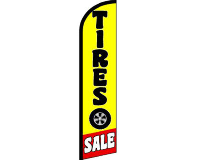 Tires Sale Yellow/Black/Red/White Windless Banner Advertising Marketing Flag