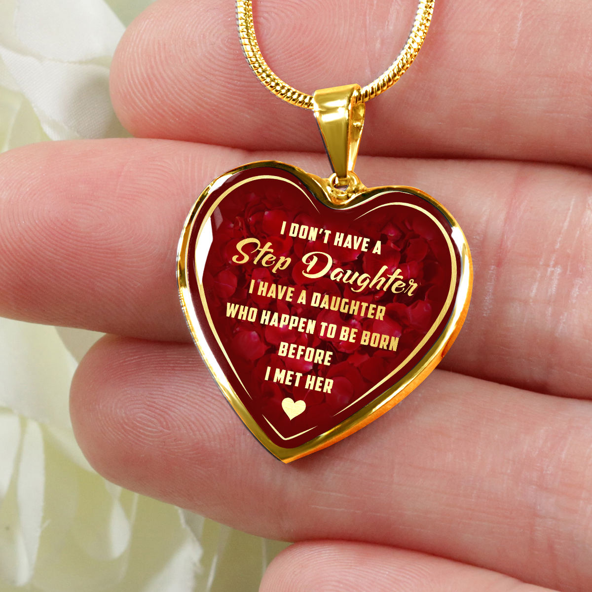 To My Step Daughter Love Gift From Step Mom Dad Luxury Heart Pendant  Necklaces