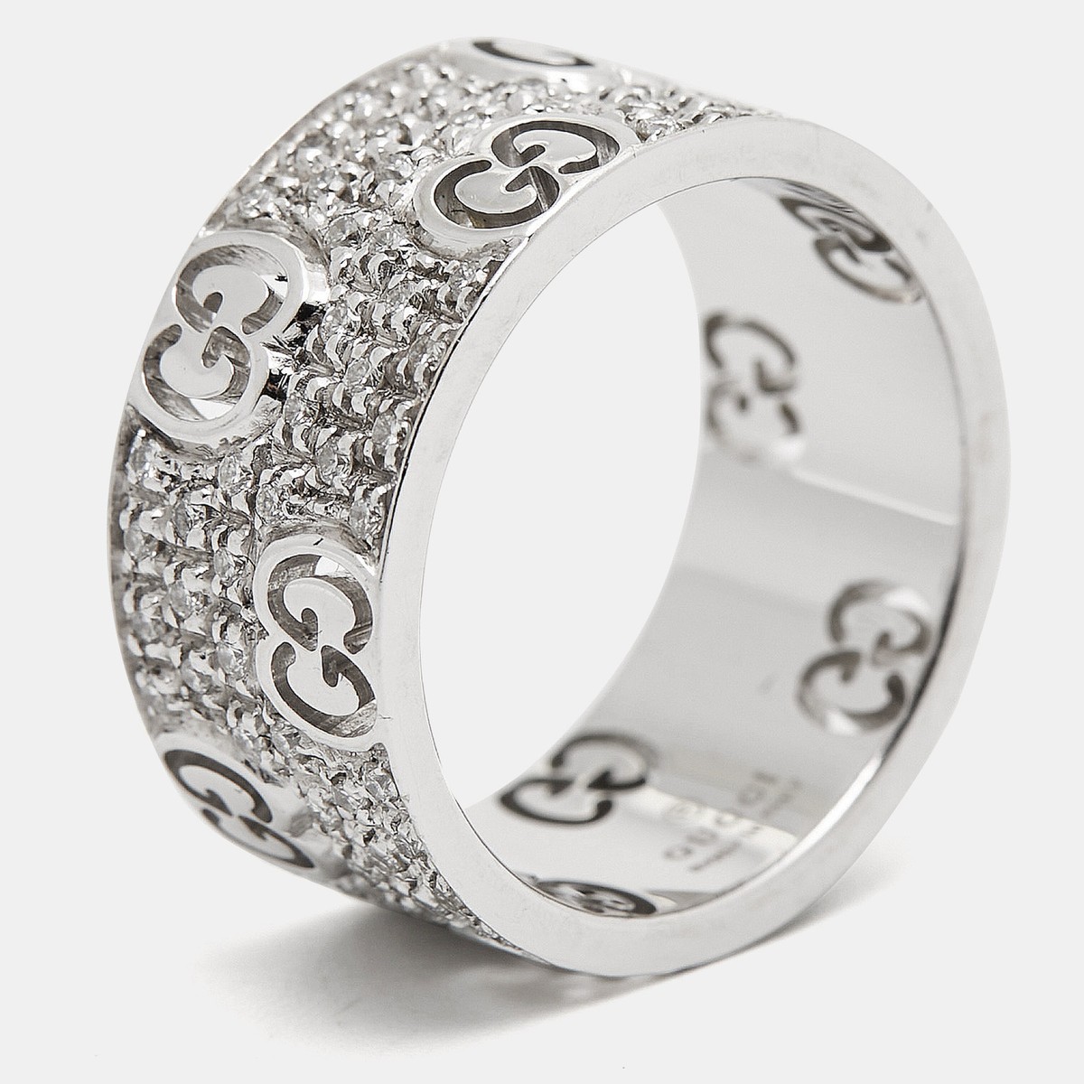 Gucci Icon Stardust Diamond 18K White Gold Band Ring Size 52 Gucci Icon Stardust Diamond 18K White Gold Band Ring Size 52