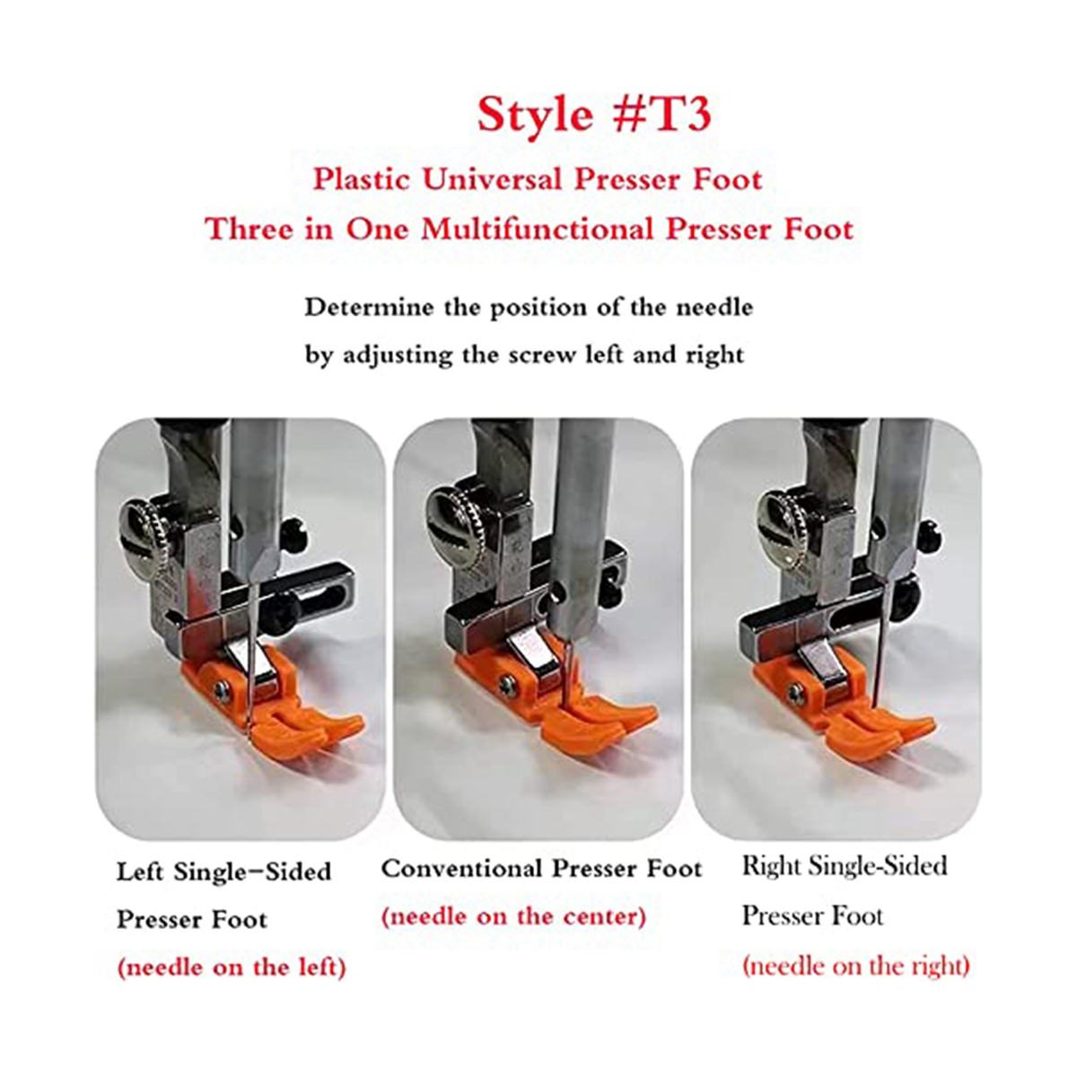 2PCS Universal Presser Foot 3 in 1 Presser Foot Adjustable Left and