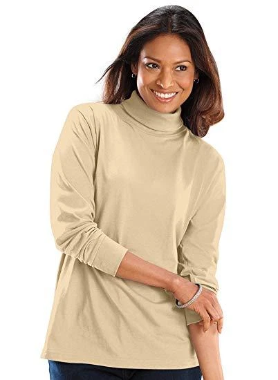 LADIES LONG SLEEVE ROLL NECK COTTON   QUALITY STRETCH TOPS 6" NECK(2217) - Image 4 of 4