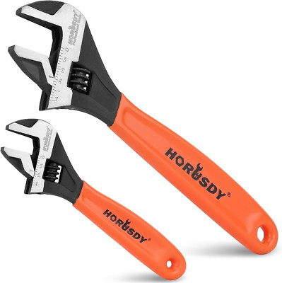 HORUSDY Adjustable Wrench Set | 2-Piece | 6-Inch and 10-Inch Crescent Wrench | M