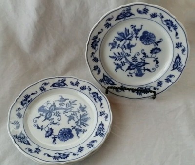 2 Blue Danube Onion Bread And Butter 6 3/4'' Plates w/ Rectangle Logo~Japan
