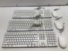 LOT OF 3 pairs -- 3 Apple A1048 Keyboards & 3 Apple A1152 Mighty Mice *TESTED*