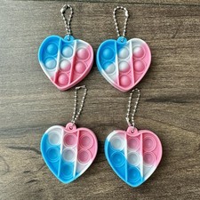 Mini Heart-Shaped Push Pop-It Fidget Keychains - Set of 4 - Sensory Toy