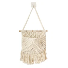 Handwoven Cotton Rope Tassel Tapestry Storage Bag Mesh Pocket Bags