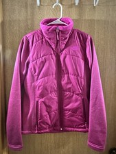 The North Face Women's Full Zip Jacket Pink Solid Logo Long Sleeve M Regular