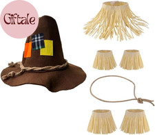 Kids Traditional Scarecrow Costume Set Includes Straw Hat  Straw Skirt for Hall