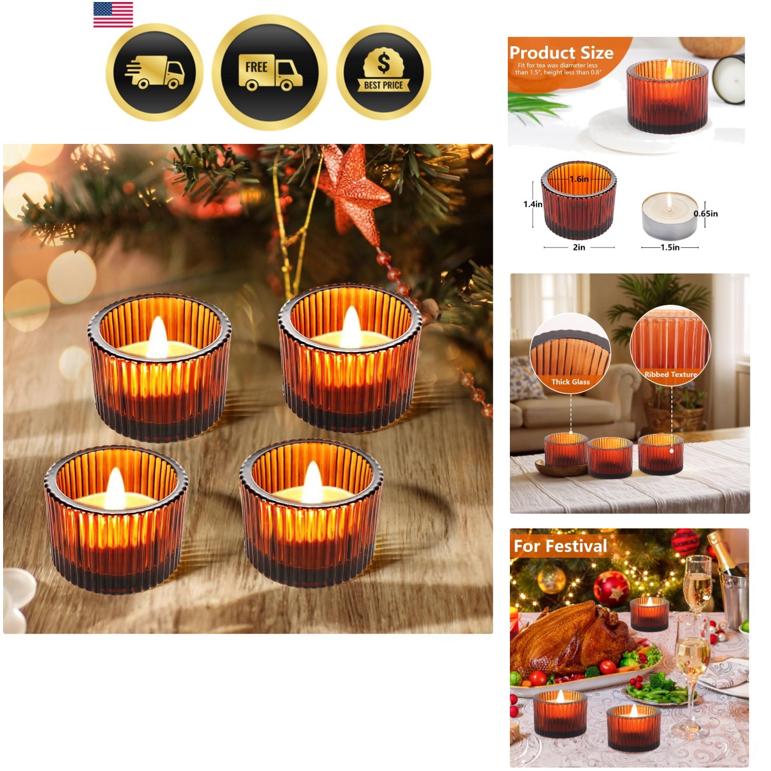 S Set Of 4 Tealight Candlestick Home Decor