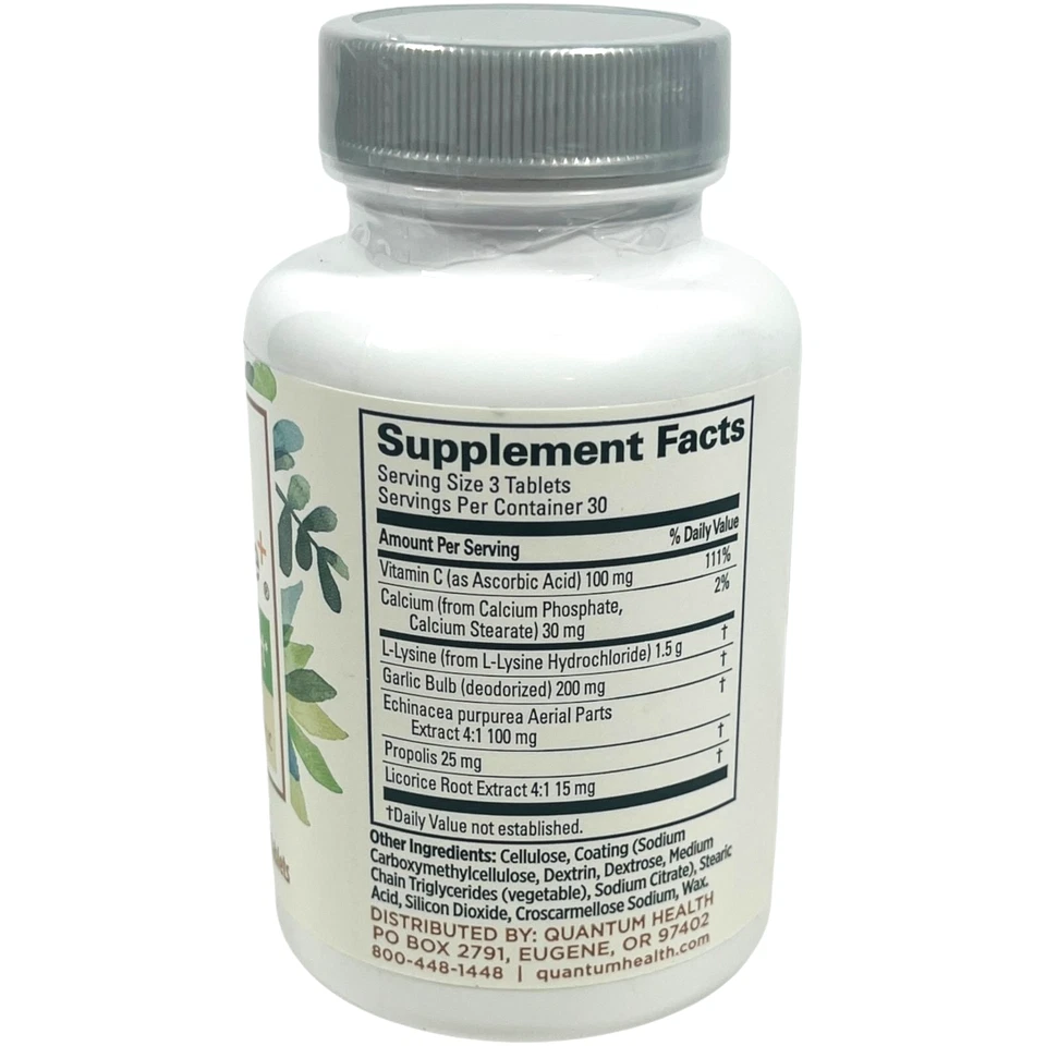 Quantum Health Sistema Inmunológico Super Lisina 90 Comprimidos Sin Leche - LOTE de 2 Foto 3 de 4