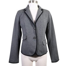 Gap Jacket Womens 6 The Academy Blazer Gray Lined Black Trim Pockets Career