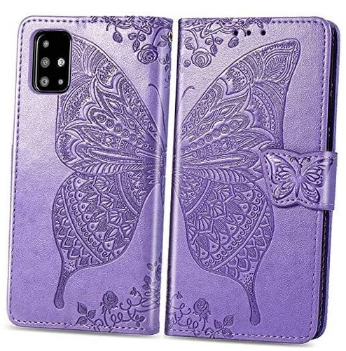  for Samsung Galaxy A51 4G Wallet Case [Non 5G Version],Embossed Lavender